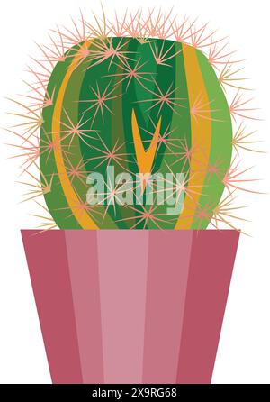 Cactus vert dans un pot rose Illustration de Vecteur