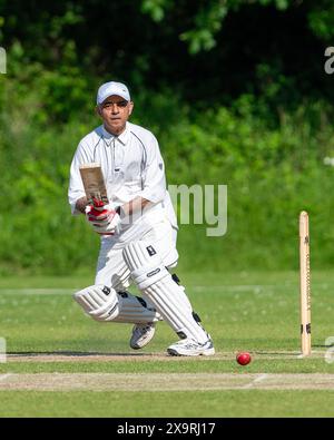 Londres, Royaume-Uni 2 juin 2024. Sadiq Kahn dans un match de cricket caritatif. Streatham et le Marlborough Cricket Club organisent un match de cricket de célébrités All-Star pour aider à recueillir des fonds pour leur projet de Pavillon sur leur terrain à Dulwich Common. Stephen Fry et Jim carter sont les arbitres du match et parmi les joueurs célèbres se trouvent Freddie Fox, Andy Zaltzman Wayne Gordon et Jenny Pacey. Crédit : MartinJPalmer/Alamy Live News Banque D'Images