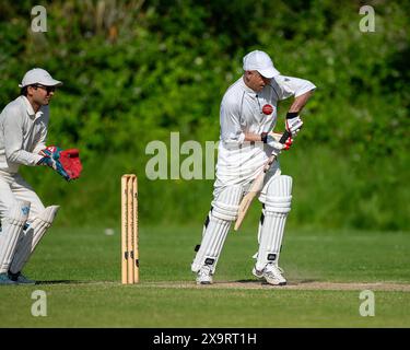 Londres, Royaume-Uni 2 juin 2024. Sadiq Kahn dans un match de cricket caritatif. Streatham et le Marlborough Cricket Club organisent un match de cricket de célébrités All-Star pour aider à recueillir des fonds pour leur projet de Pavillon sur leur terrain à Dulwich Common. Stephen Fry et Jim carter sont les arbitres du match et parmi les joueurs célèbres se trouvent Freddie Fox, Andy Zaltzman Wayne Gordon et Jenny Pacey. Crédit : MartinJPalmer/Alamy Live News Banque D'Images