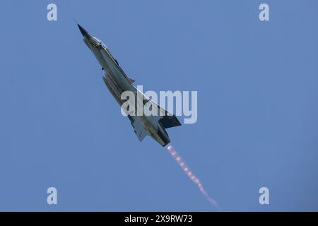 Le J 35J Saab 35 Draken - se-DXR de l’Air Force suédoise, pendant le Midlands Air Festival au Midlands Air Festival, Alcester, Royaume-Uni, le 2 juin 2024 (photo de Cody Froggatt/News images) Banque D'Images