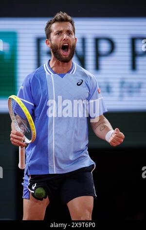 Paris, France. 02 juin 2024. Roland Garros, 02 juin 2024 : Corentin Moutet (FRA) lors de l'Open de France 2024. Alamy Live News/Corleve crédit : Corleve/Alamy Live News Banque D'Images