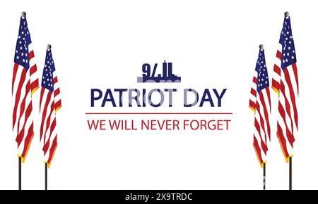 Se souvenir de 911 Un hommage à Patriot Day avec Flag Design Illustration de Vecteur