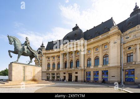 Bucarest, Roumanie. 25 mai 2024. Vue extérieure du bâtiment de la Fondation universitaire Carol I dans le centre-ville Banque D'Images