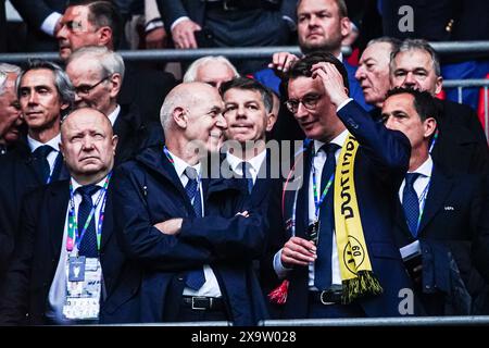 Bernd Neuendorf (DFB-Praesident) und Hendrik Wuest, Ministerpraesident Nordrhein-Westfalen (CDU) ENG, Borussia Dortmund v. Real Madrid, Fussball, Champions League, finale, saison 2023/2024, 01.06.2024 Foto : Eibner-Pressefoto/Marcel von Fehrn Banque D'Images