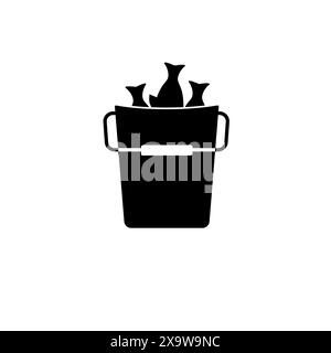 Eel Trap Fishing nets Solid Flat Vector icône isolé sur fond blanc. Illustration de Vecteur