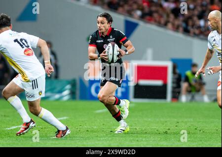 Ange Capuozzo de Toulouse lors du match du championnat de France Top 14 de rugby à xv entre le stade Toulousain (Toulouse) et le stade Rochelais (la Rochelle) le 2 juin 2024 au stade de Toulouse - photo Nathan Barange / DPPI Banque D'Images