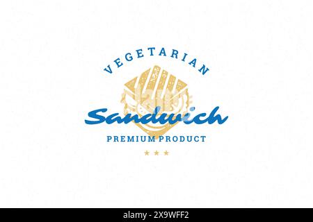 Silhouette sandwich de logo dessinée à la main et typographie vintage moderne illustration vectorielle de style dessinée à la main. Étiquette de restauration rapide pour l'emballage et le restaurant m Illustration de Vecteur