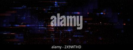 Glitch jeu effet écran tv avec fond de texture pixel. Modèle numérique VHS avec design graphique rétro de télévision. Superposition de diffusion d'erreur de signal w Illustration de Vecteur