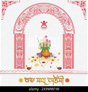 Joyeux vijaya Dashami poster design pour Durga puja Illustration de Vecteur