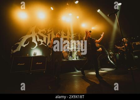 Copenhague, Danemark. 30 mai 2024. Le groupe de death metal danois Asinhell donne un concert au Pumpehuset à Copenhague. Ici, le chanteur Marc Grewe est vu en direct sur scène. (Crédit photo : Gonzales photo - Nikolaj Bransholm). Banque D'Images