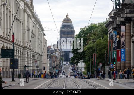 Rue de la Régence et Palais de Justice à Bruxelles, la capitale belge Banque D'Images