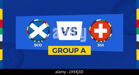 Match de football Ecosse vs Suisse en phase de groupes. Illustration de compétition de football sur fond de sport. Illustration vectorielle. Illustration de Vecteur