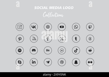 Collection populaire d'icônes de logo de réseau social. Pack d'icônes de médias sociaux Illustration de Vecteur