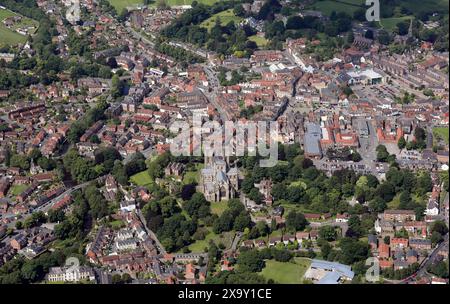 Vue aérienne du centre-ville de Ripon, Yorkshire du Nord Banque D'Images