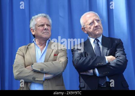 Arzano, Italie. 03 juin 2024. Vincenzo de Luca, Gouverneur de la région Campanie lors de l’inauguration des travaux de l’Hôpital communautaire (Ospedale di Comunita). (Photo de Salvatore Esposito/Pacific Press) crédit : Pacific Press Media production Corp./Alamy Live News Banque D'Images