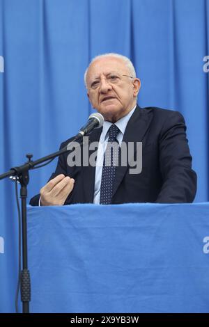 3 juin 2024, Arzano, Campanie/Napoli, Italie : Vincenzo de Luca lors de l'inauguration des travaux de l'Hôpital communautaire (Ospedale di Comunita) (crédit image : © Salvatore Esposito/Pacific Press via ZUMA Press Wire) USAGE ÉDITORIAL SEULEMENT! Non destiné à UN USAGE commercial ! Banque D'Images