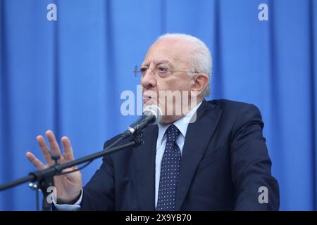 3 juin 2024, Arzano, Campanie/Napoli, Italie : Vincenzo de Luca lors de l'inauguration des travaux de l'Hôpital communautaire (Ospedale di Comunita) (crédit image : © Salvatore Esposito/Pacific Press via ZUMA Press Wire) USAGE ÉDITORIAL SEULEMENT! Non destiné à UN USAGE commercial ! Banque D'Images