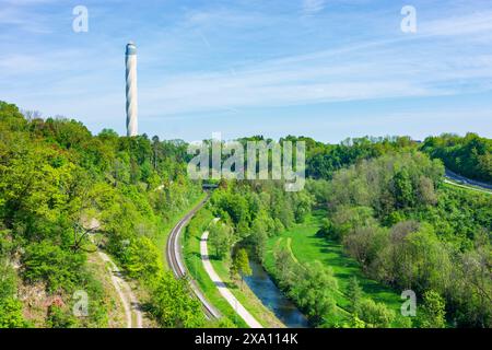 Rottweil : tour d'essai d'ascenseur TK, vallée du Neckar à Schwarzwald, Forêt Noire, Bade-Württemberg, Allemagne Banque D'Images