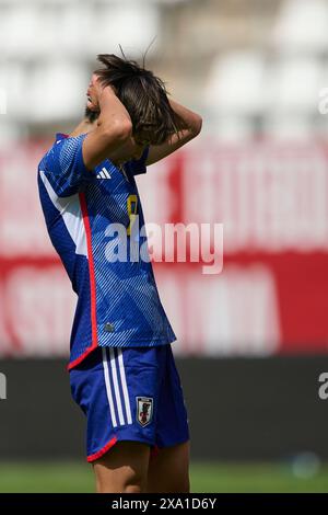Murcie, Espagne. 03 juin 2024. MURCIE, ESPAGNE - 3 juin : Riko Ueki, du Japon, réagit lors du match amical international féminin entre la Nouvelle-Zélande WNT et la Japon WNT à l'Estadio Nueva Condomina, Murcie, Espagne, lundi 3 juin 2024. (Photo de Francisco Maciá/photo Players images) crédit : Magara Press SL/Alamy Live News Banque D'Images