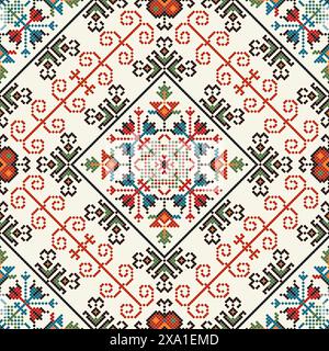Motif vectoriel de broderie bulgare traditionnel Illustration de Vecteur