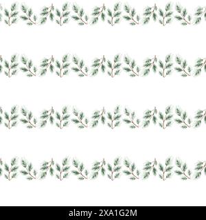 Modèle sans couture avec branches de sapin aquarelle Banque D'Images