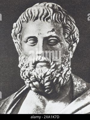 Buste en marbre de Sophocle - l'ancien tragédien grec. Photographie du milieu du XXe siècle. Banque D'Images