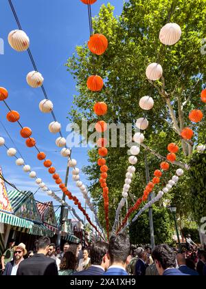 Décorations à la Feria de Abril à Séville également connue sous le nom de Foire de Séville, un festival annuel d'une semaine Banque D'Images