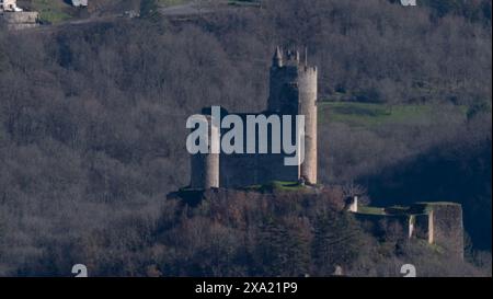 Une vue aérienne du château historique de Najac en France Banque D'Images