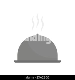 Icône vectorielle de couverture alimentaire à la vapeur. Illustration d'un plateau de service pour repas chaud. Service de restaurant symbole vectoriel. Illustration de Vecteur