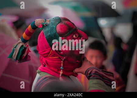 Une danse masquée traditionnelle du Bhoutan Banque D'Images