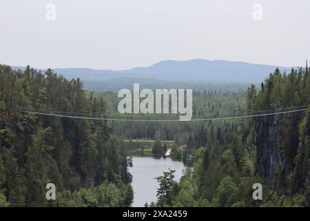 Une rivière pittoresque serpentant à travers des forêts verdoyantes Banque D'Images