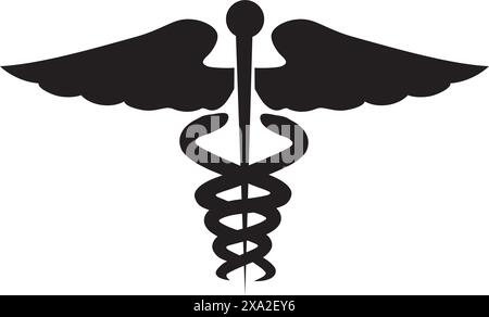 Icône de glyphe caduceus, médecine et soins de santé, graphiques vectoriels de signe de pharmacie, Un motif Uni Illustration de Vecteur