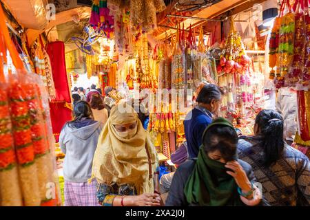 Magasin de soie, Jaipur, Rajasthan, Inde, Asie du Sud Banque D'Images