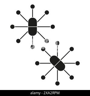 Icônes de molécules. Noir et blanc. Symboles de structure chimique. Illustration vectorielle. Illustration de Vecteur