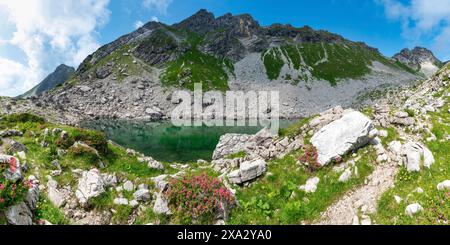 Koblatsee, Alpes d'Allgaeu, Allgaeu, Bavière, Allemagne Banque D'Images