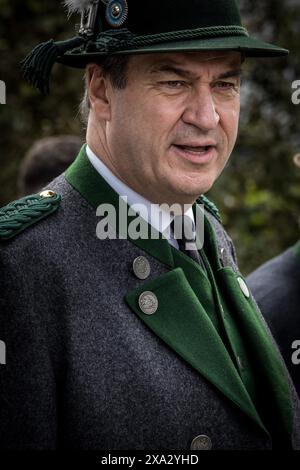 Fête du saint patron, défilé, événement, portrait, Markus Soeder, Lenggries, Bavière, Allemagne Banque D'Images