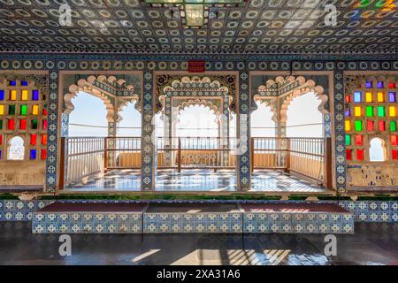 Intérieur du Palais de la ville, Udaipur, Rajasthan, Inde, Asie du Sud. Banque D'Images