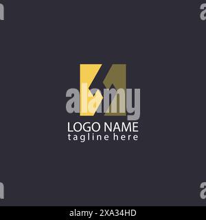 Lettre initiale H conception de logo de vecteur de concept carré isolé Illustration de Vecteur