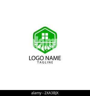 vecteur de conception de logo de maison racine Illustration de Vecteur