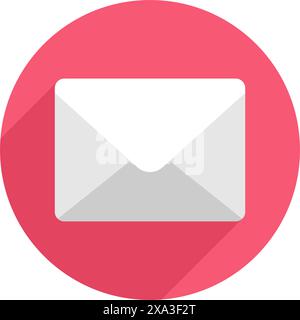 Enveloppe de papier blanc dans l'illustration plate de vecteur de badge de cercle rouge. Symbole cyberespace nouvelle lettre, courrier entrant, notification par e-mail isolé. Newslette Illustration de Vecteur