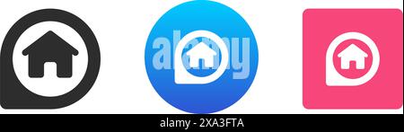 Maison bâtiment carte pointeur voyage destination GPS emplacement itinéraire icône de navigation définir vecteur plat illustration. Hôtel ville architecture adresse searchi Illustration de Vecteur