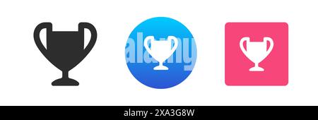CUP Award Achievement meilleure récompense succès leadership première place honneur icône set vecteur plat illustration. La cérémonie de défi remporte le titre de leader du championnat Illustration de Vecteur