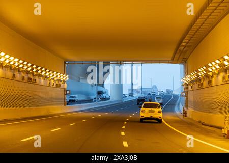 Couloir souterrain nouvellement construit de Doha à la ville de Lusail Banque D'Images