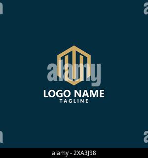 Monogramme lettre MU Modern design de logo vectoriel géométrique Illustration de Vecteur