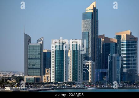 Vue du Qatar Petroleum District qui est conçu pour être un complexe de 10 bâtiments de grande hauteur ultramodernes qui serviront de siège à Banque D'Images