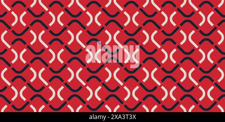 Motif géométrique abstrait sans couture, texture répétitive rythmique de couleur élégante vectorielle avec ornement ondulé de lignes entrelacées Illustration de Vecteur