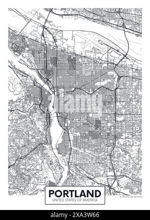 Carte de la ville Portland, conception d'affiche vectorielle de voyage d'urbanisme Illustration de Vecteur