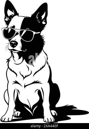 chien de bétail australien américain portant des lunettes de soleil. - illustration vectorielle isolée Illustration de Vecteur