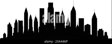 Silhouette, silhouettes ville skyline, City SVG, City vector. Silhouette de gratte-ciel isolée sur fond blanc Illustration de Vecteur