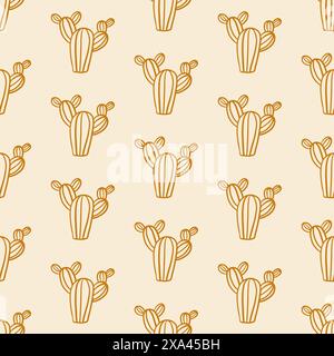 Cactus Boho Seamless Pattern. Fond de cactus Illustration de Vecteur